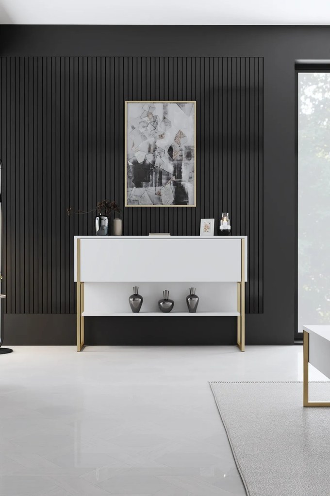 Cômoda Luxe – Dourado e Branco – 120x80x30 cm