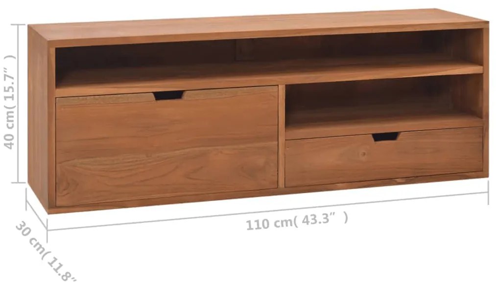 Móvel de TV 110x30x40 cm madeira de teca maciça