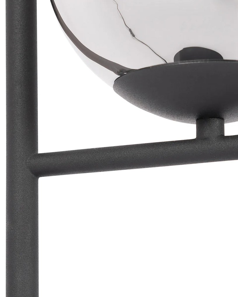 Candeeiro de mesa Art Deco preto e vidro fumê - Flore