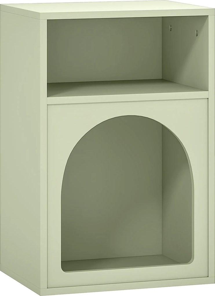 Mesa de Cabeceira Moderna Mesa de Cabeceira Estreita com 2 Compartimentos Abertos Desenho em Forma de Arco 40x30x60 cm Verde