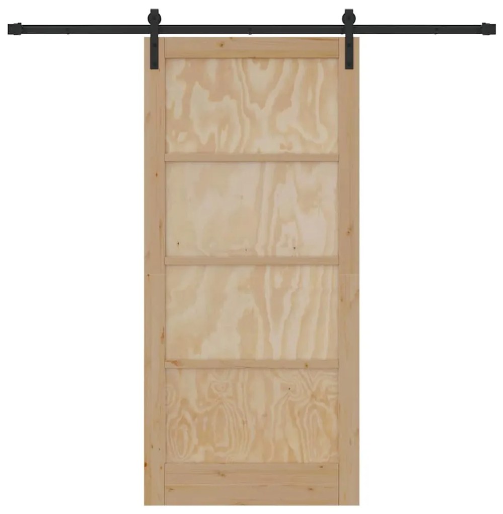 Porta Deslizante com Ferragens 93x202 cm Madeira Sólida de Pinus
