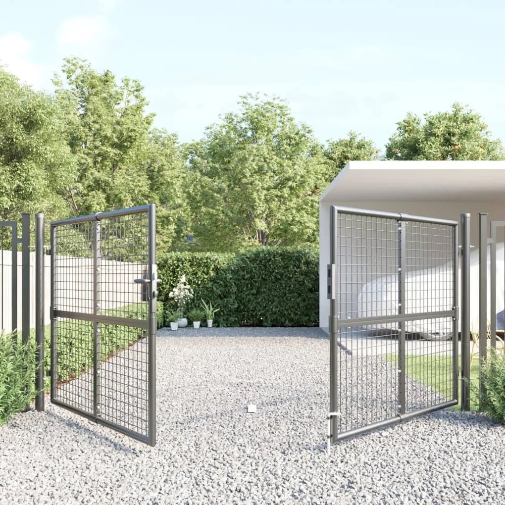 Portão de rede para jardim 300x175 cm aço galvanizado antracite