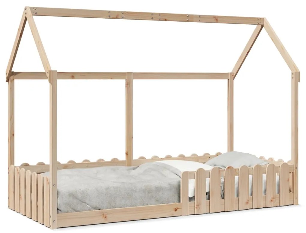 Estrutura de cama infantil formato casa 90x200 cm pinho maciço