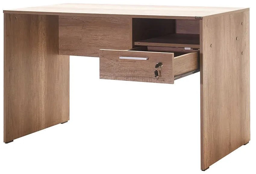 Secretária "Simple" com Gaveta - 120 x 75 x 60 cm - Nogueira Claro - D