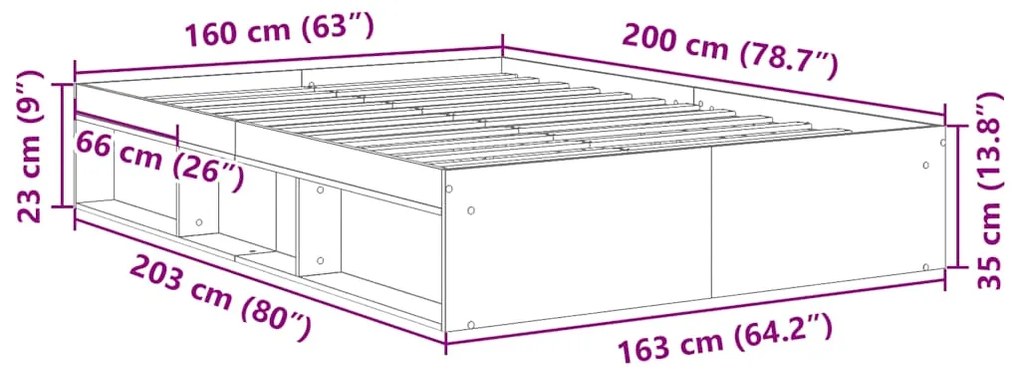 Estrutura de cama 160x200 cm branco