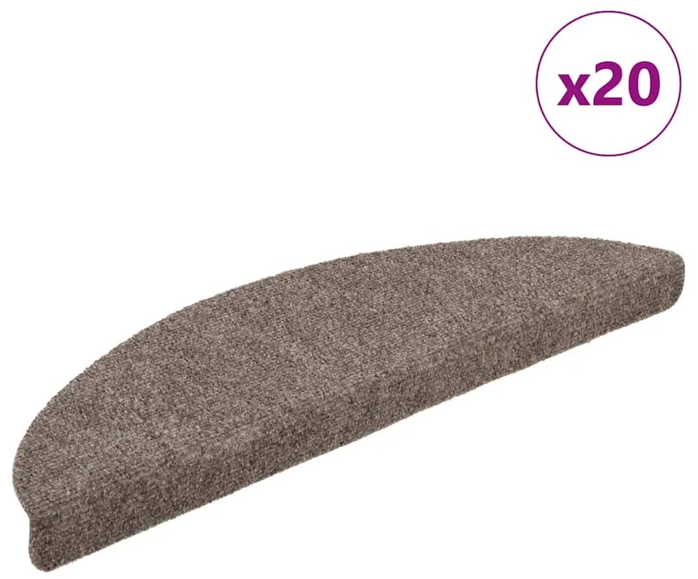 vidaXL Tapetes de escada autoadesivos 20 peças 56x17x3 cm bege semicircular