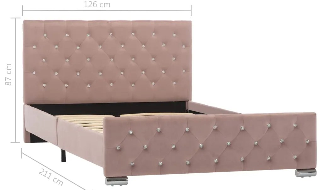 Estrutura de cama 120x200 cm veludo rosa