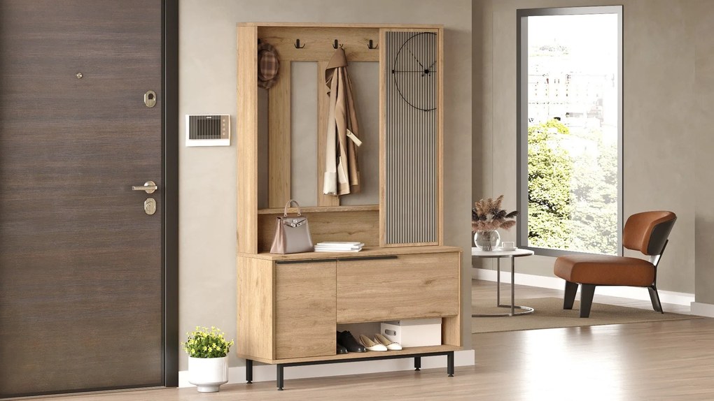 Hall Stand ON11 – Walnut – 102,2x178,2x35,5 cm