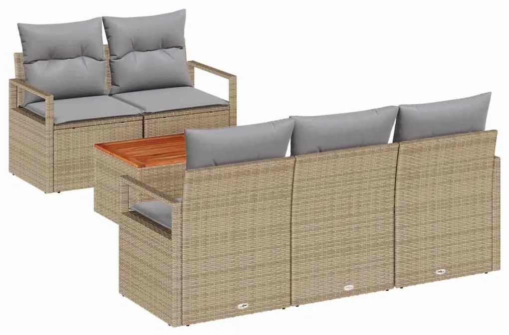 Conjunto de Sofá de Jardim 6 pcs Bege, cinza claro Médio