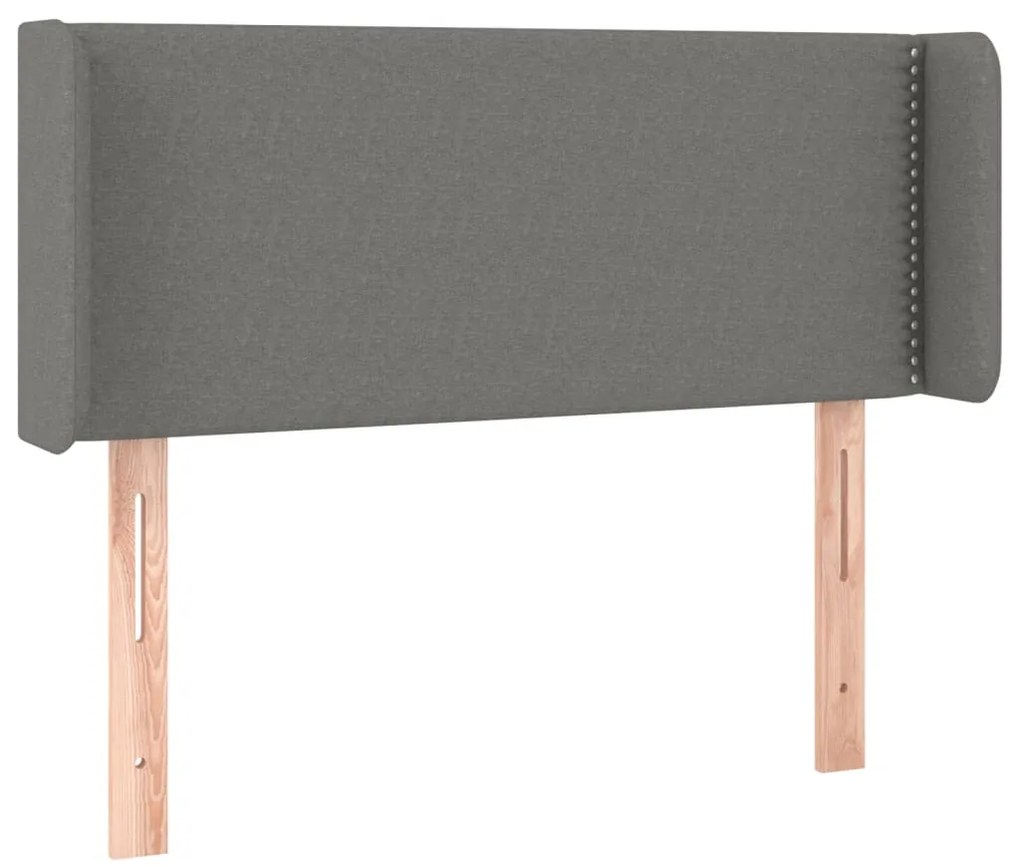 Cabeceira cama c/ luzes LED tecido 83x16x78/88cm cinza-escuro