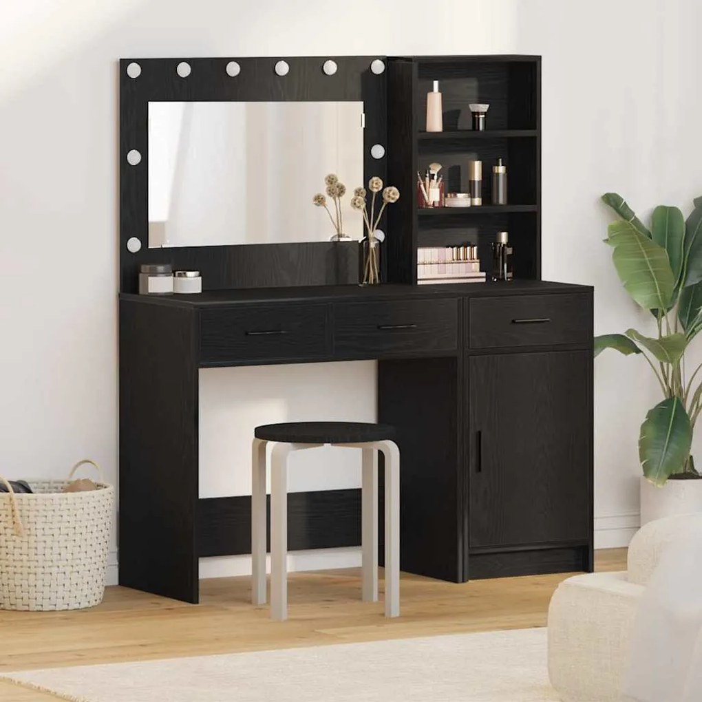 vidaXL Mesa de vestir com gaveta 2 pcs Preto 78.5 x 41 x 135 cm
