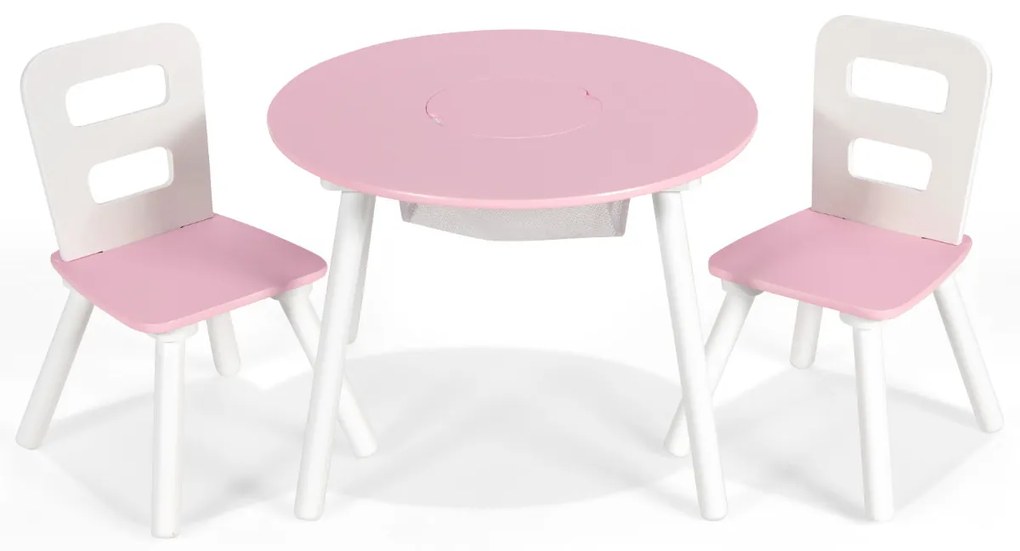 Conjunto de mesa e cadeira redonda para crianças Conjunto de 3 peças com mesa de actividades em madeira e centro de rede Verde Acessórios de decoração