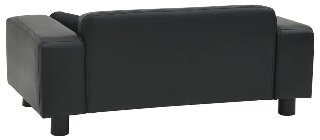 Sofá para cães 81x43x31 cm pelúcia e couro artificial preto