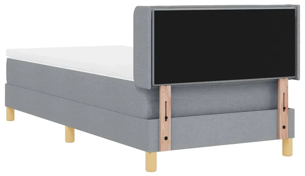 Cama Box com Colchão Cinza Claro 80x200 cm, Tecido.