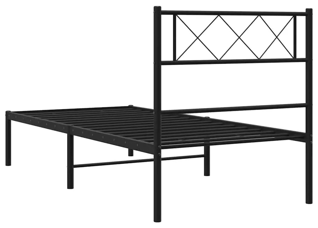 Estrutura de cama com cabeceira 100x190 cm metal preto