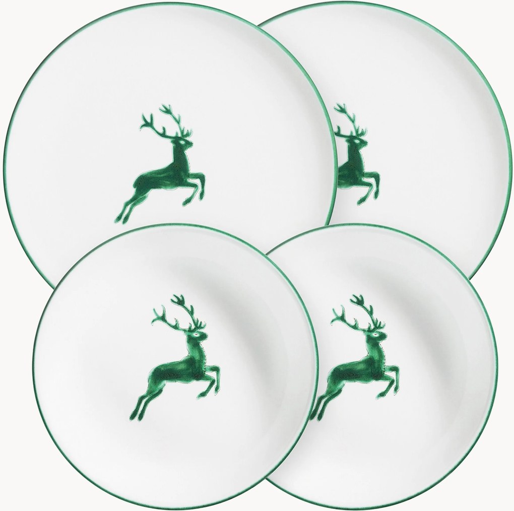 Conjunto de loiça artesanal Grüner Hirsch, 2 pessoas, conjunto de 4