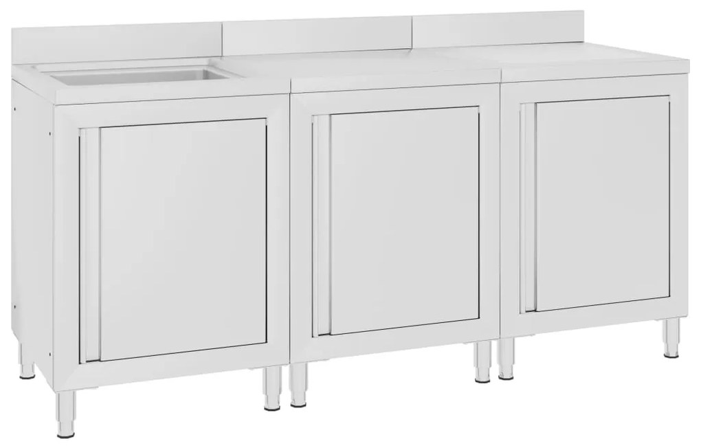 vidaXL Armário c/ lava-louça cozinha comercial 180x60x96cm aço inoxid.