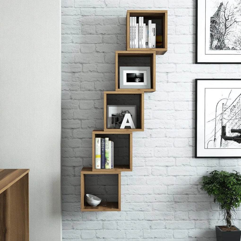 Prateleira de Parede Box – Nogueira – 30x24x30 cm (5 Peças)