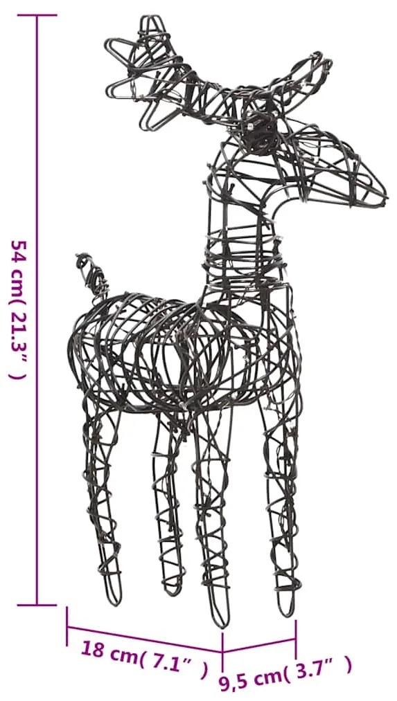 Decorações renas de Natal 6pcs 240 luzes LED vime branco quente