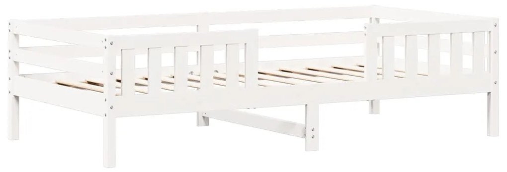 Estrutura de cama com telhado 100x200 cm pinho maciço branco