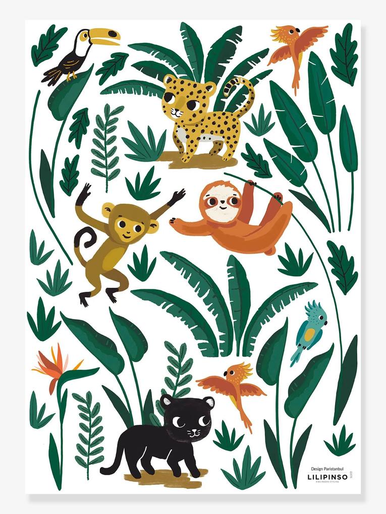 Autocolantes LILIPINSO - Pequenos Animais da Selva verde medio liso com motivo