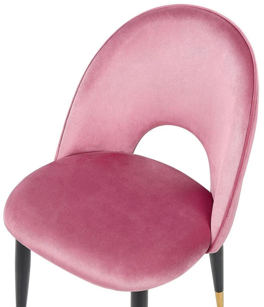 Conjunto de 2 cadeiras de jantar em veludo rosa MAGALIA Beliani