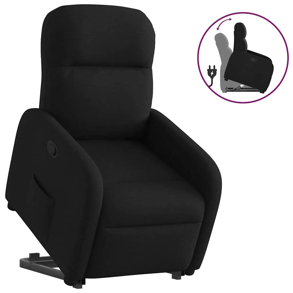 vidaXL Poltrona reclinável elevatória tecido preto