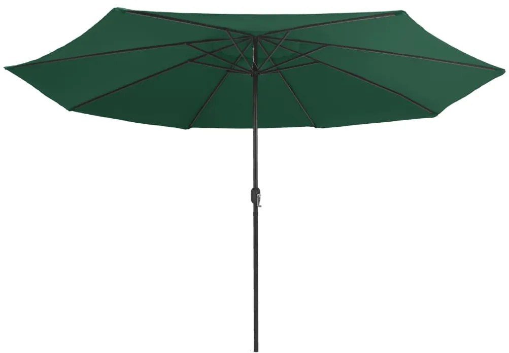 Guarda-sol de jardim com poste de metal 390 cm verde