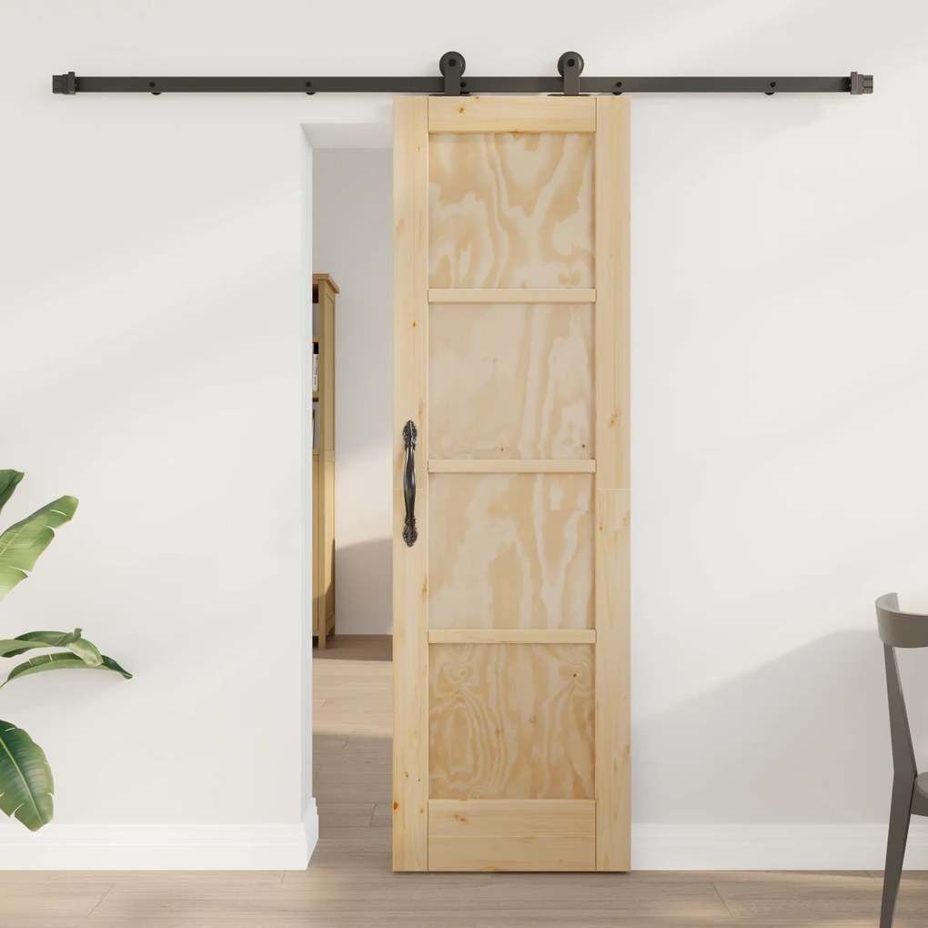 vidaXL Porta Deslizante com Conjunto de Hardware 'ORKDAL'Madeira Sólida de Pinus