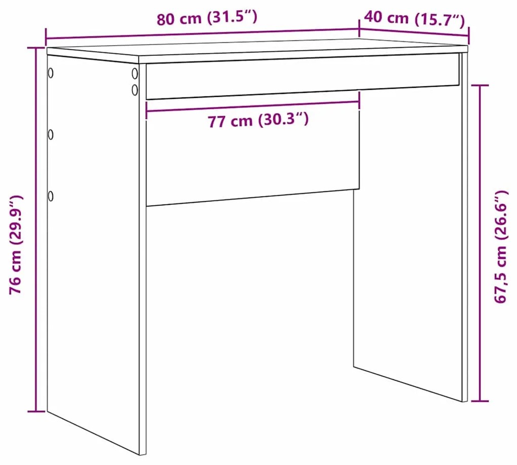 Secretária de Escrita Branca MDF 80 x 40 x 76 cm Simples