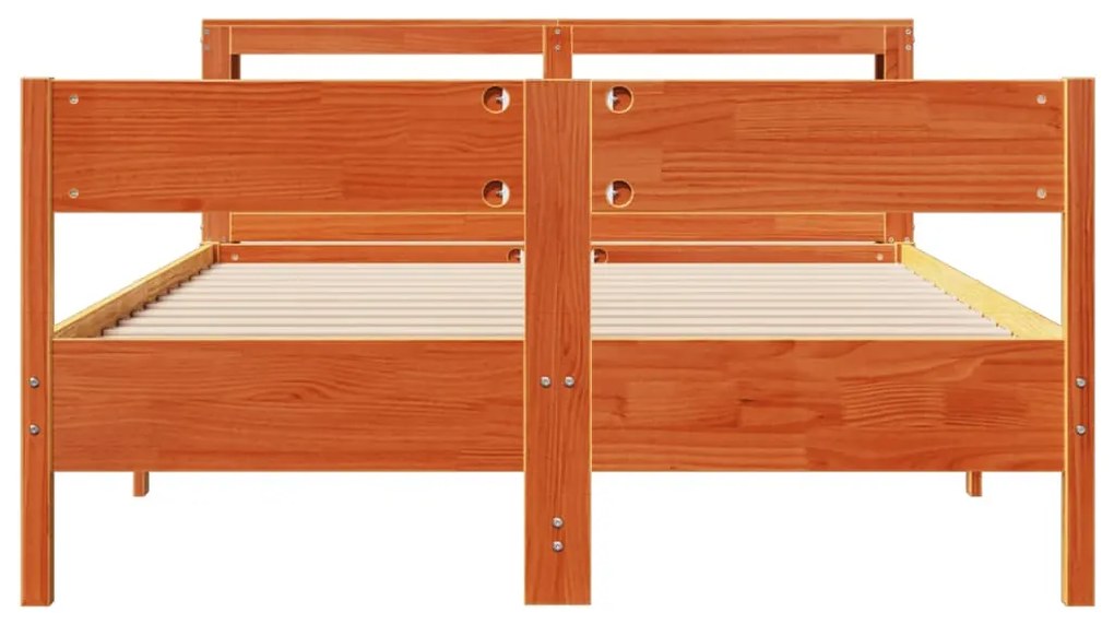 Cama sem colchão 120x190 cm madeira pinho maciça castanho-mel