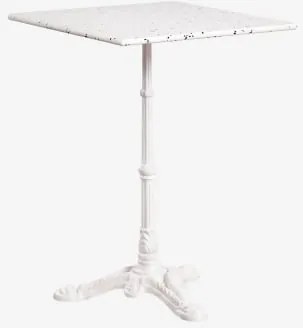 Mesa De Bar Quadrada 60x60 Cm Em Terraço Azteca Terrazzo Marfim E Preto - Branco Glacial - Sklum