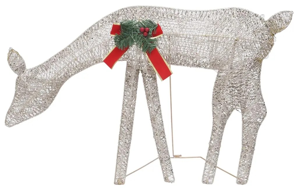 Renas de Natal 6 pcs malha dourado/branco quente