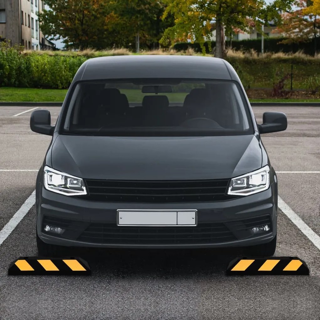 vidaXL Blocos de estacionamento refletores 2 pcs borracha 56x15x10 cm
