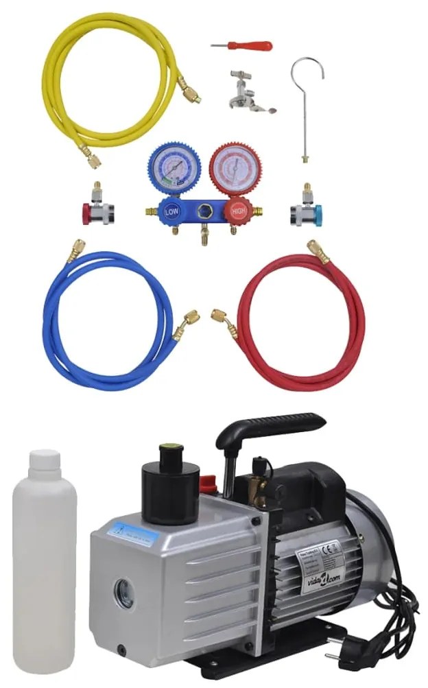 vidaXL Bomba vácuo 100 L/min c/ conj manómetros 2 vias kit ferramentas