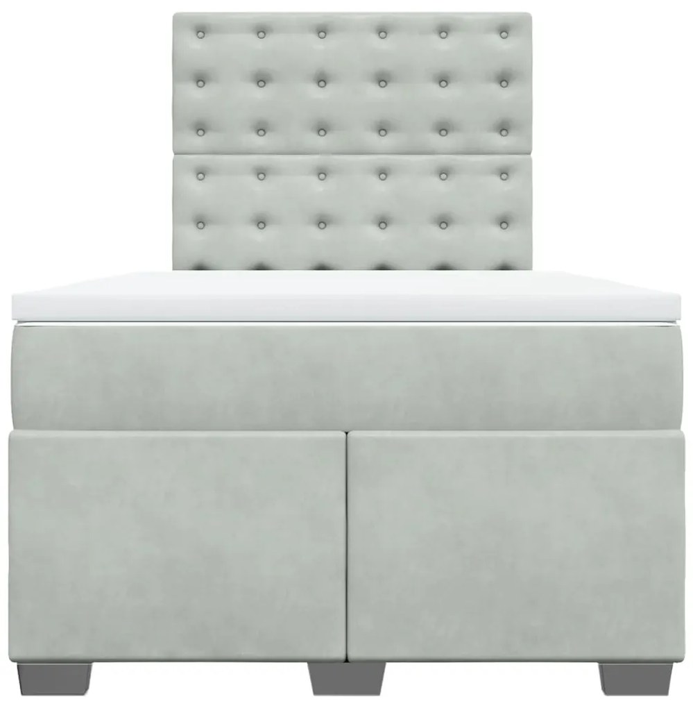 Cama boxspring c/ colchão 120x200 cm veludo cinzento-claro
