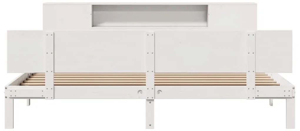 Cama com estante sem colchão 200x200 cm pinho maciço branco