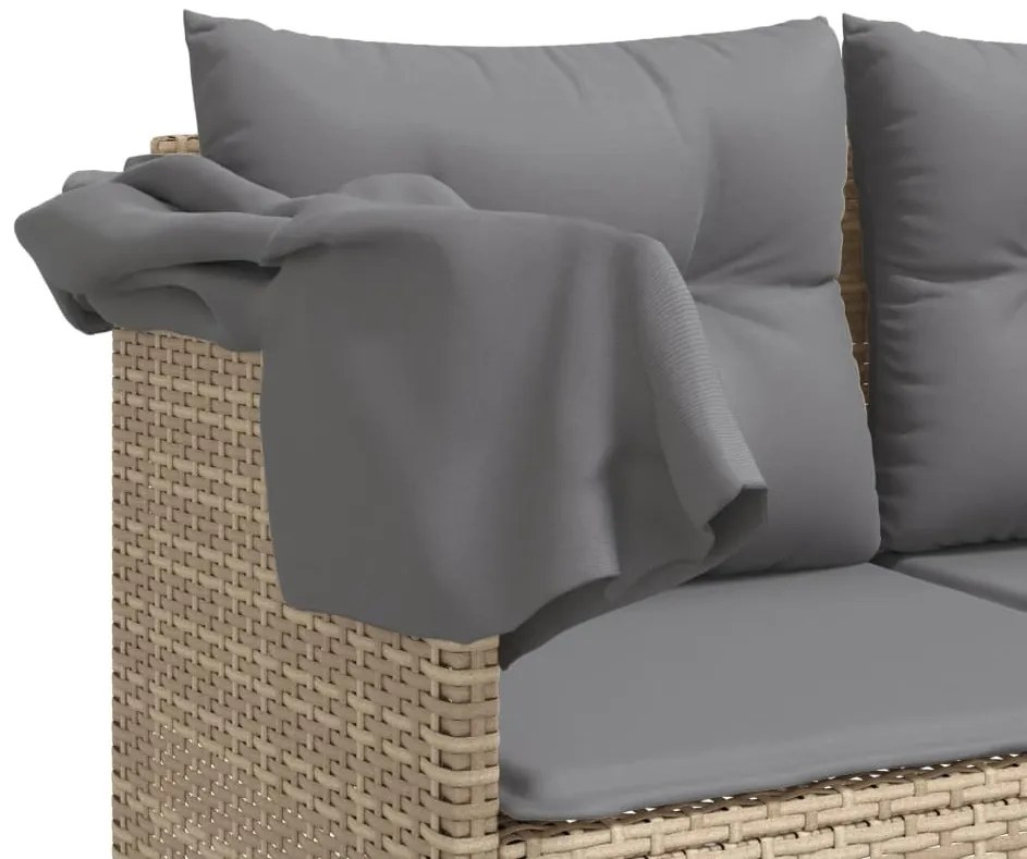 5 pcs conjunto de sofás p/ jardim com almofadões vime PE bege