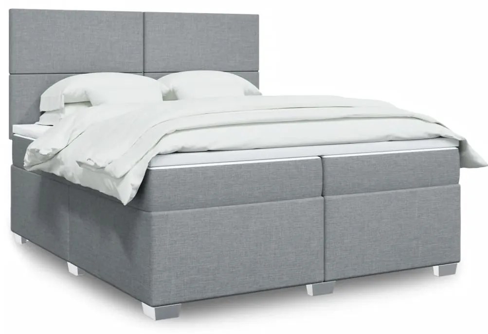 vidaXL Cama com molas/colchão 200x200 cm tecido cinza-claro