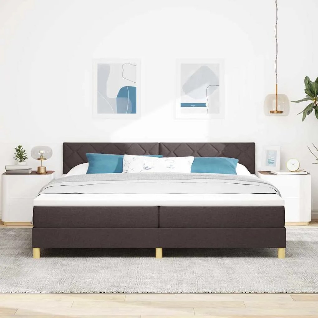 Cama Box Spring com Colchão Castanha 200x200 cm Tecido