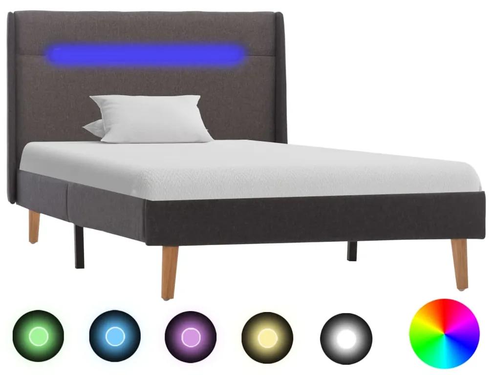 286709 vidaXL Estrutura de cama com LED 90x200 cm tecido cinzento