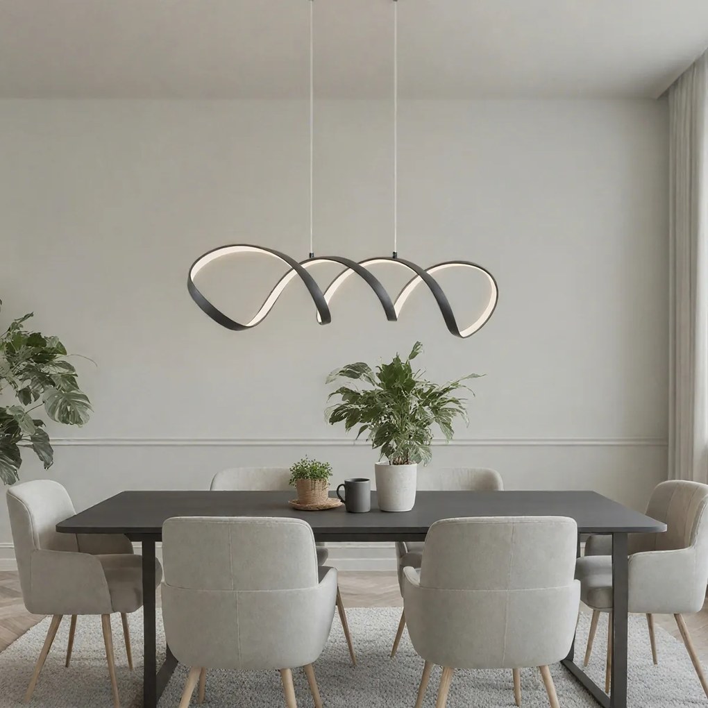 Candeeiro suspenso de design preto 100cm Incl. LED regulável em 3 níveis - Wokkel