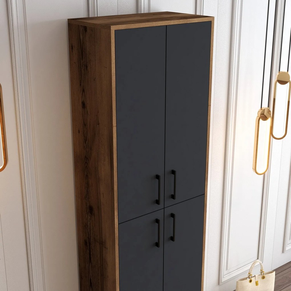 Sapateira Berlin – Nogueira/Antracite – 60 cm x 200 cm x 35 cm