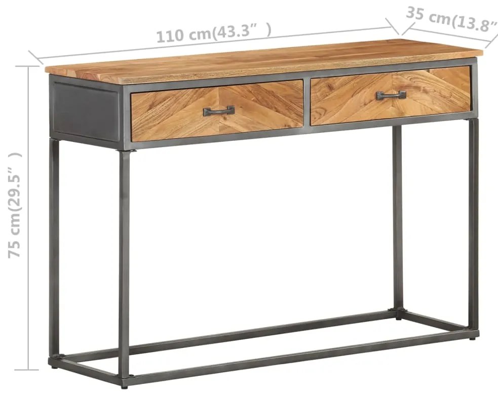 Mesa consola 110x35x75 cm madeira de acácia maciça