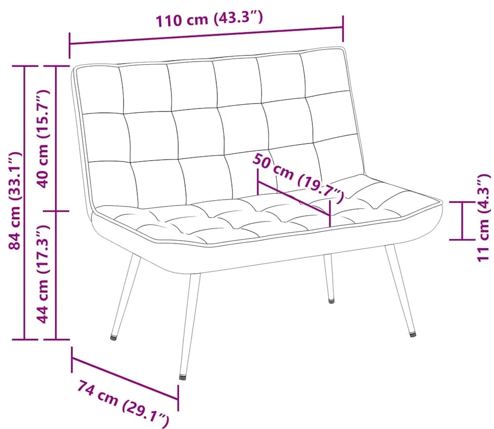 Banco 110x74x84 cm veludo cinzento-claro