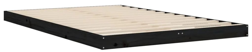 Estrutura cama de casal pequena 120x190 cm pinho maciço preto
