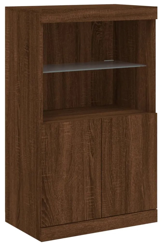 Aparador com luzes LED 181,5x37x100 cm carvalho castanho
