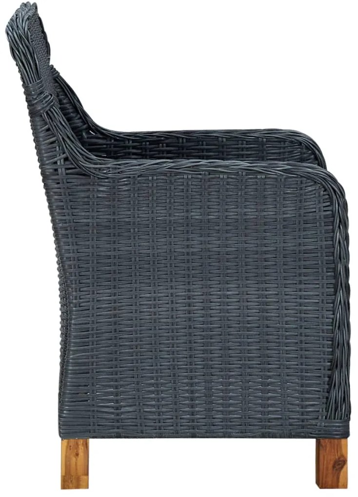 9 pcs conj. jantar exterior c/ almofadões vime PE cinza-escuro