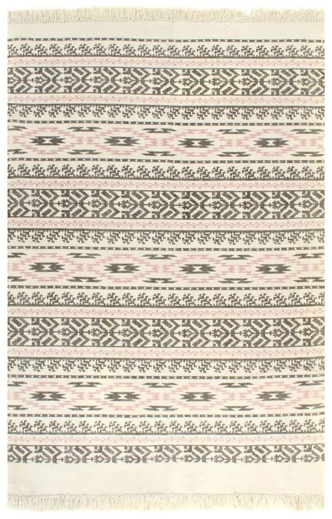 246544 vidaXL Tapete Kilim em algodão 160x230 cm com padrão cinzento/rosa