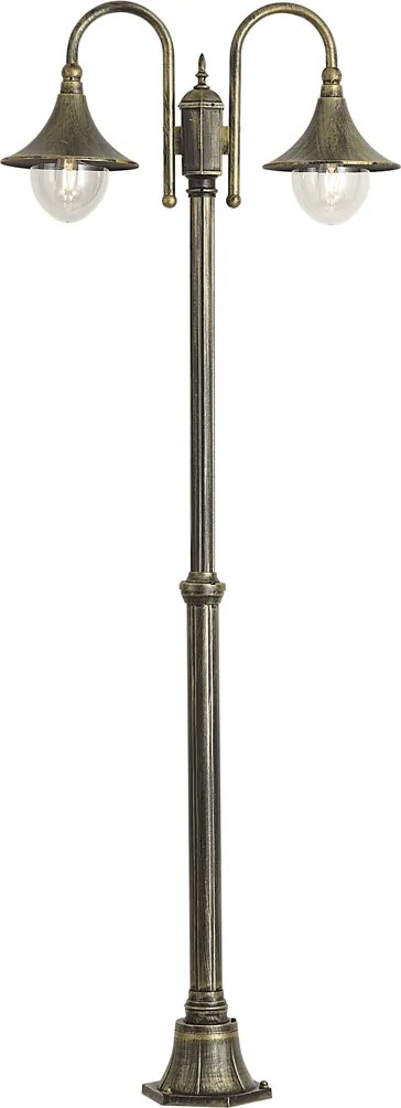 Lanterna de exterior clássica preta com dourado antigo 200cm 2-luzes IP44 - Daphne